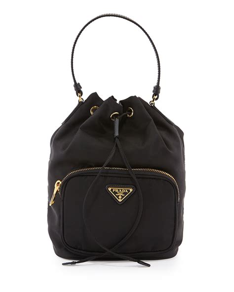 prada tessuto mini bucket crossbody bag black|prada tessuto nylon crossbody bag.